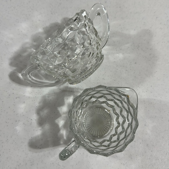 Fostoria American Pattern Clear Glass Creamer and Sugar Vintage Set - Picture 8 of 8